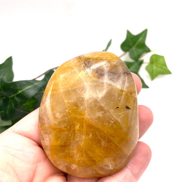 Stunning Golden Healer Crystal Large Palm Stone