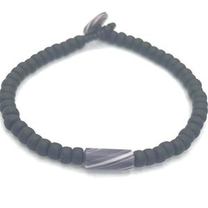 Single Wampum Tube with Trade Beads Bracelet
