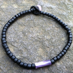 Single Wampum Tube with Trade Beads Bracelet image 1