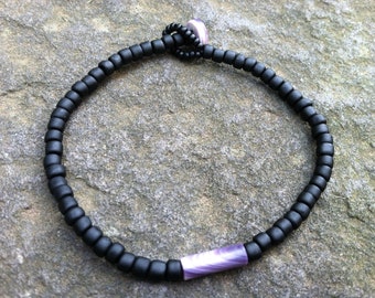 Single Wampum Tube with Trade Beads Bracelet