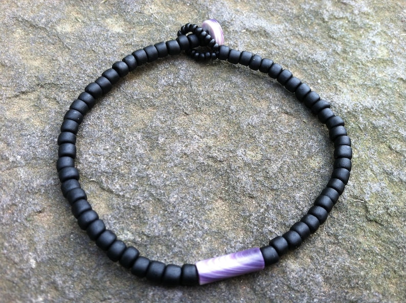 Single Wampum Tube with Trade Beads Bracelet image 1