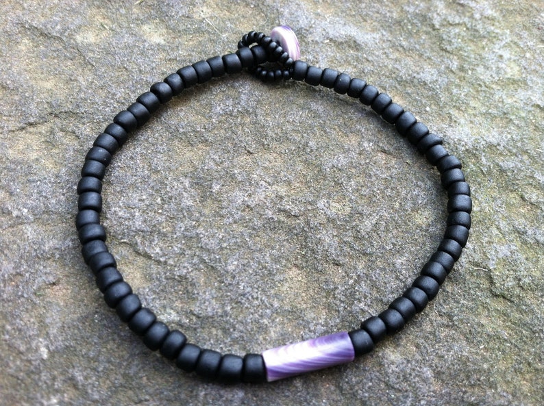 Single Wampum Tube with Trade Beads Bracelet image 5