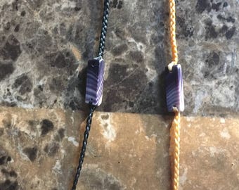Rectangle bead on Braided False Sinew Bracelet