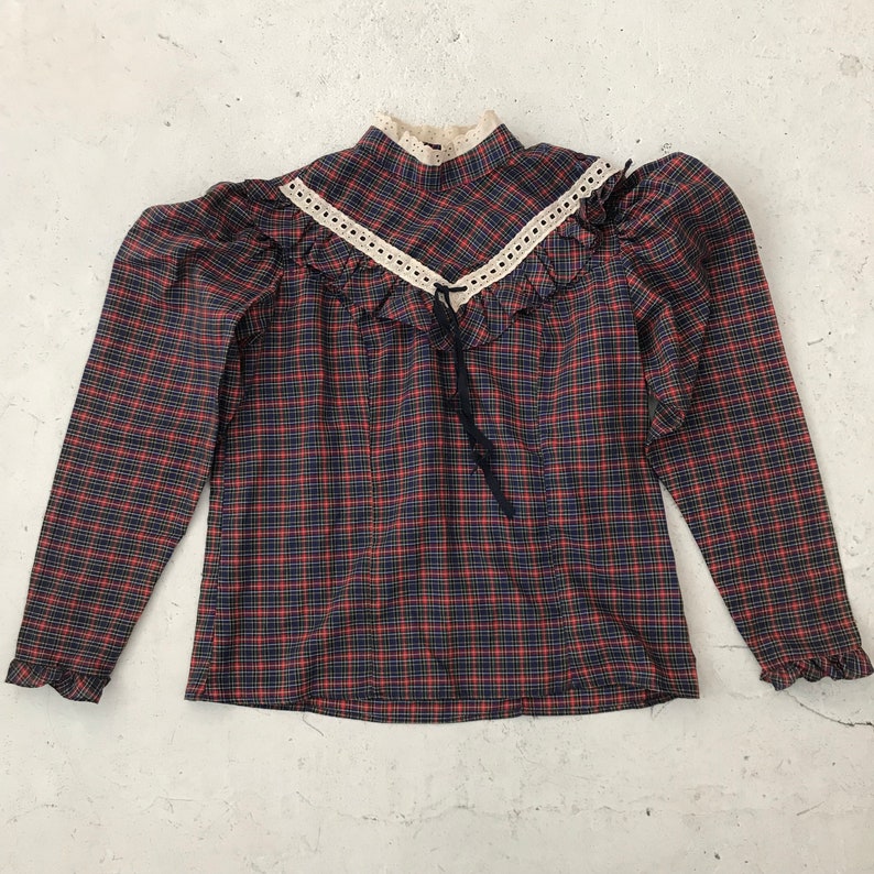 1980/'s Plaid Prairie Blouse