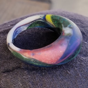 Chunky resin ring- handmade cocktail statement ring- colorful jewelry- funky accessory- green pink white glitter ring- unique gift for teen
