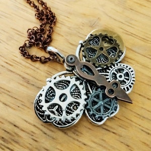 Steampunk butterfly necklace- cyberpunk recycled watch parts pendant- steampunk gear accessory- butterfly jewelry gift for her, him