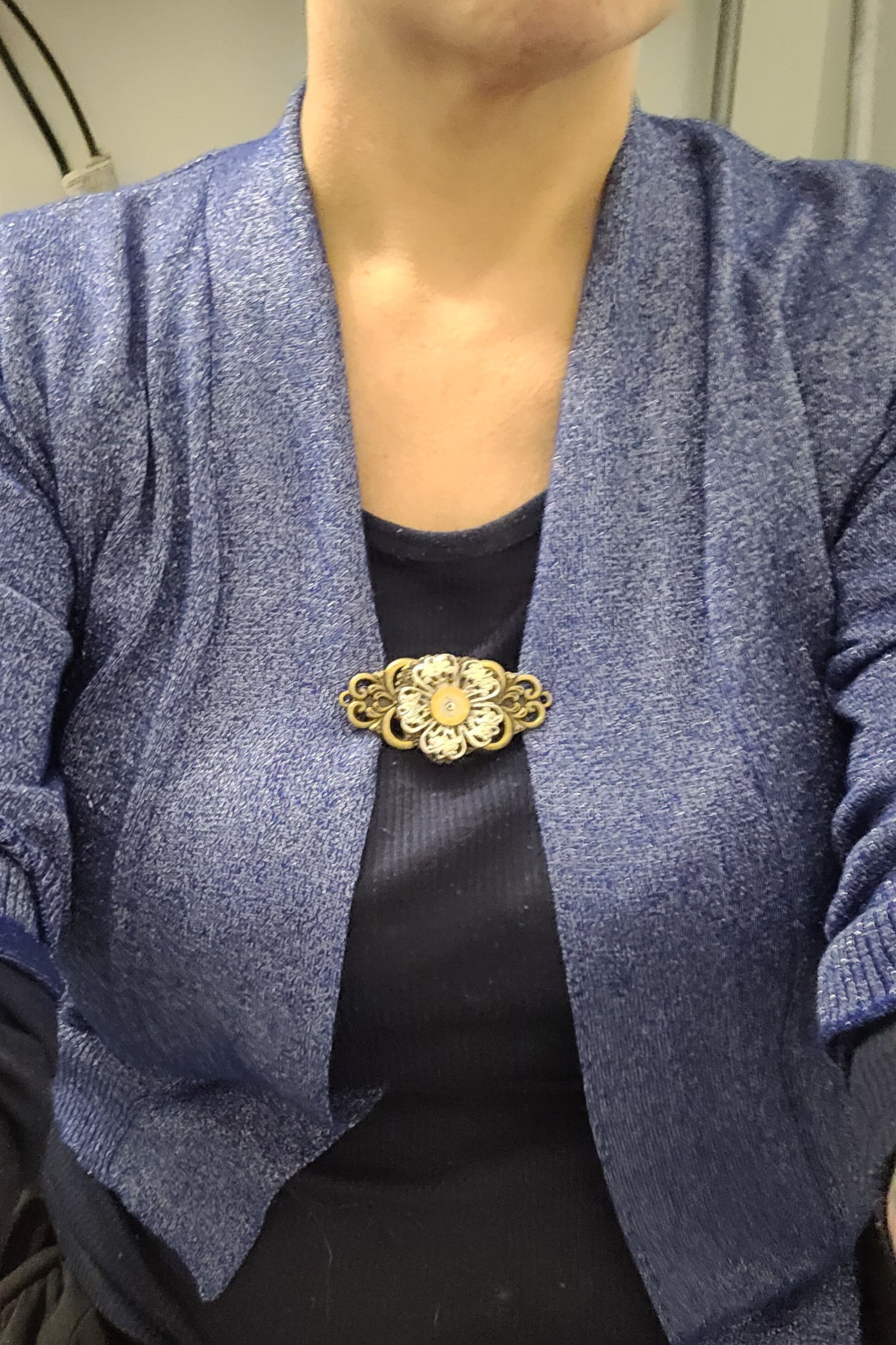 Broche De Flor Moda Inverno Blazer | Parcelamento Sem Juros