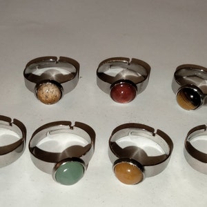 Crystal gemstone statement ring- adjustable stainless steel base- 8mm- stone jewelry- gift for her, him- healing crystal jewelry