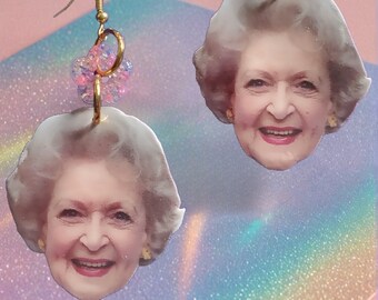 Betty White Earrings - Golden Girls - Rose