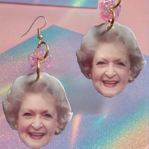 Betty White Earrings - Golden Girls - Rose