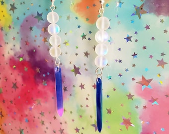 Iridescent Opalescent Bead + Sequin Tassel Earrings