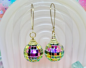 Mermaid Disco Ball Gold Earrings