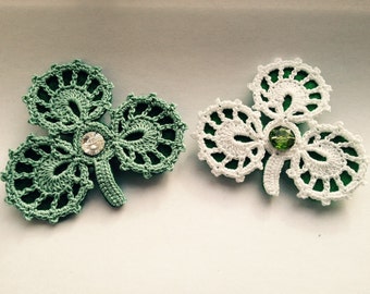 Irish Lace Shamrock Brooch pin - perfect for Paddys' Day