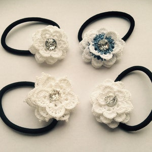 Crochet lace flower hairband bobbin with swarovski embellishment image 1