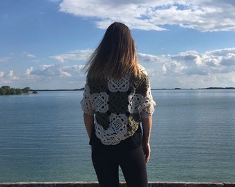 Crochet square cocoon cardigan