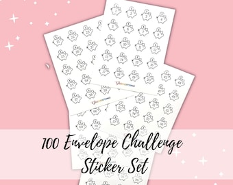 100 Envelope Challenge Stickers, Savings Challenge, Cash Envelope Savings Kits, Budget Binder Challenge, Sinking Funds Tracker