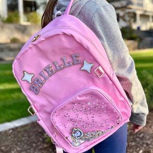 Sac à dos personnalisé en nylon avec confettis, Cartable personnalisé pour enfants, Sac à lettres universitaire, Sac à dos coloré pour enfants avec écussons, Sac de voyage personnalisé,