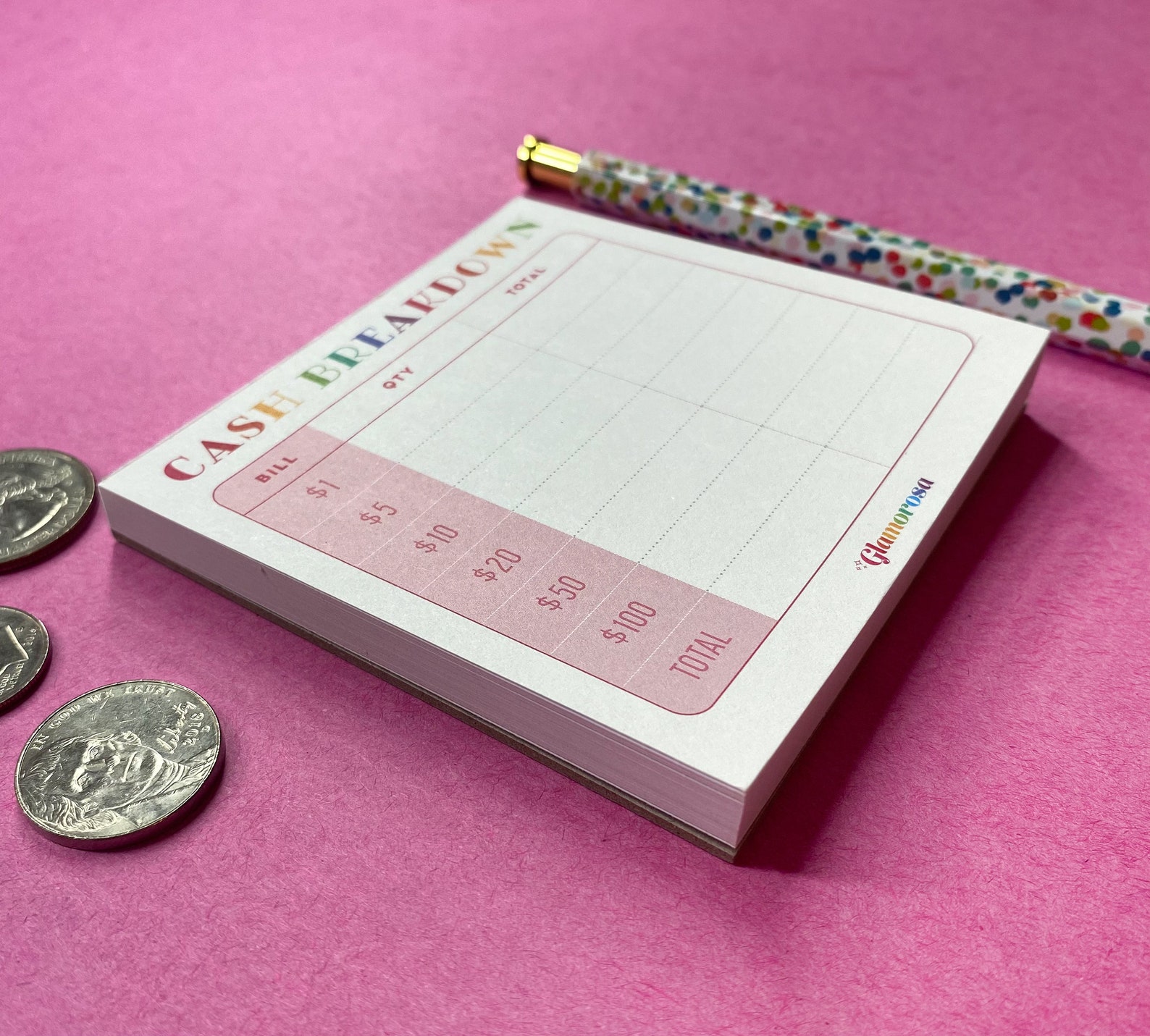 Cash Breakdown Notepad Teller Slips Cash Envelope Bank Slip Etsy