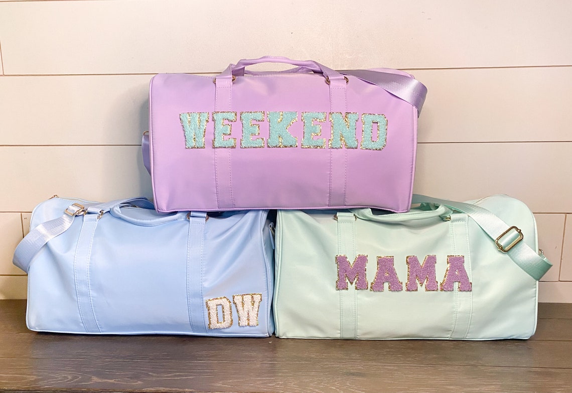 Custom Nylon Duffle Bag Personalized Varsity Letter Bag Etsy