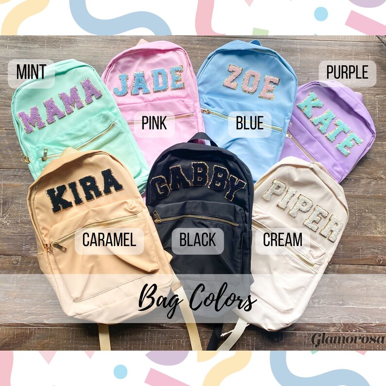 Custom Nylon Backpack Personalized Varsity Letter Bag Etsy