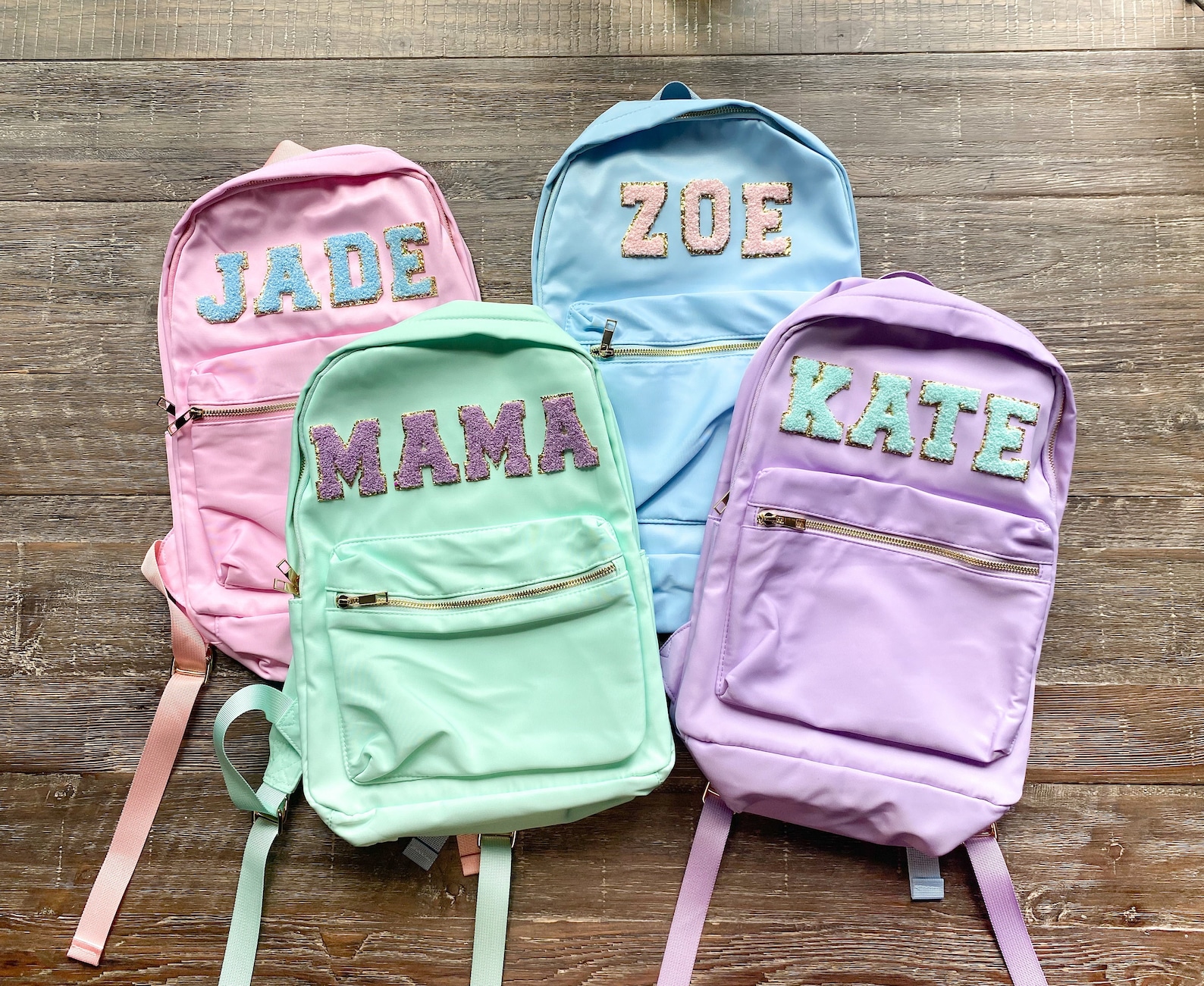 Custom Nylon Backpack Personalized Varsity Letter Bag Etsy