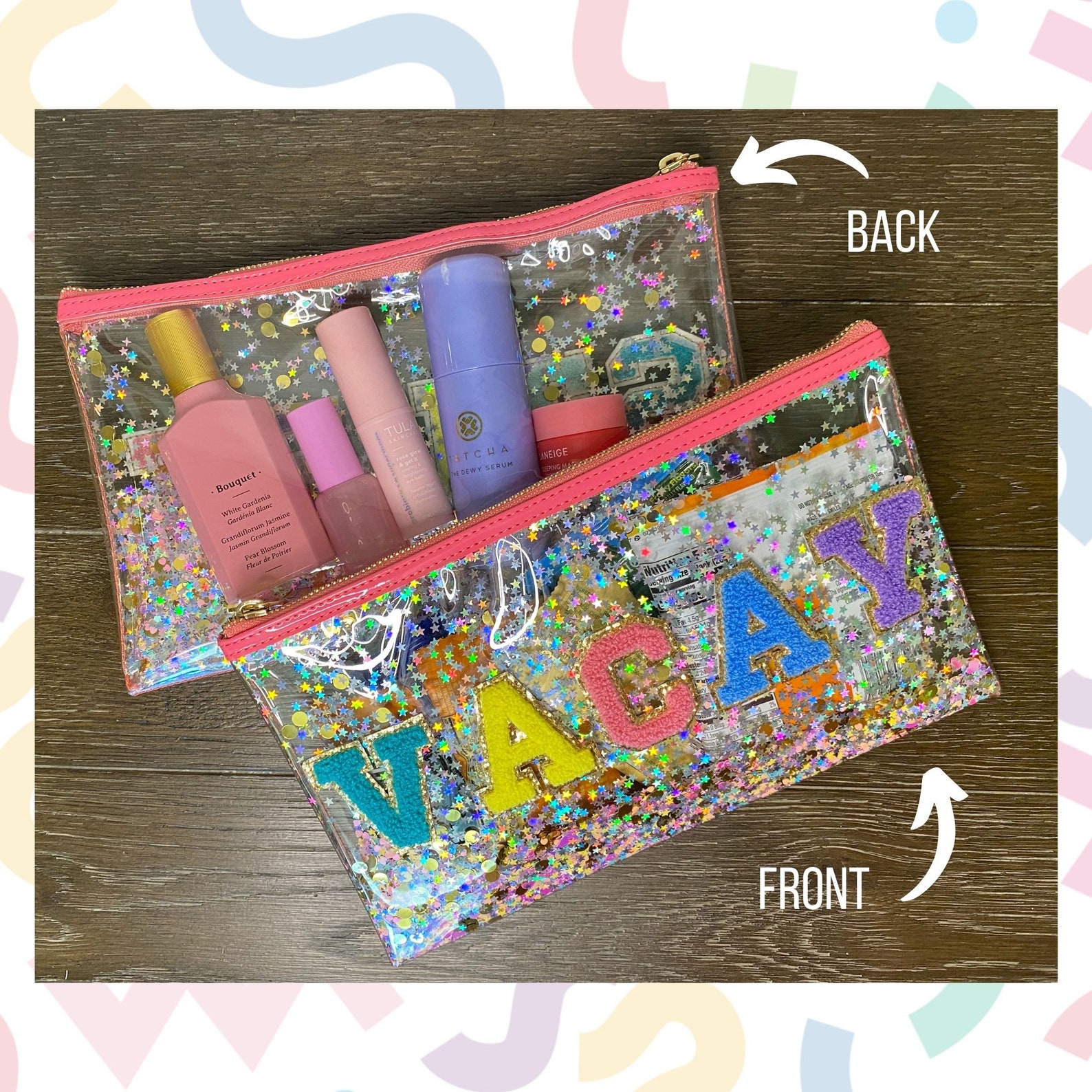 Confetti Makeup Bag Back to School Supply Pouch Kids Pencil Etsy