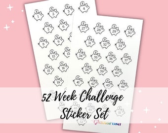 52 Week Challenge Stickers, Savings Challenge, Cash Envelope Savings Kits, Budget Binder Challenge, Sinking Funds Tracker