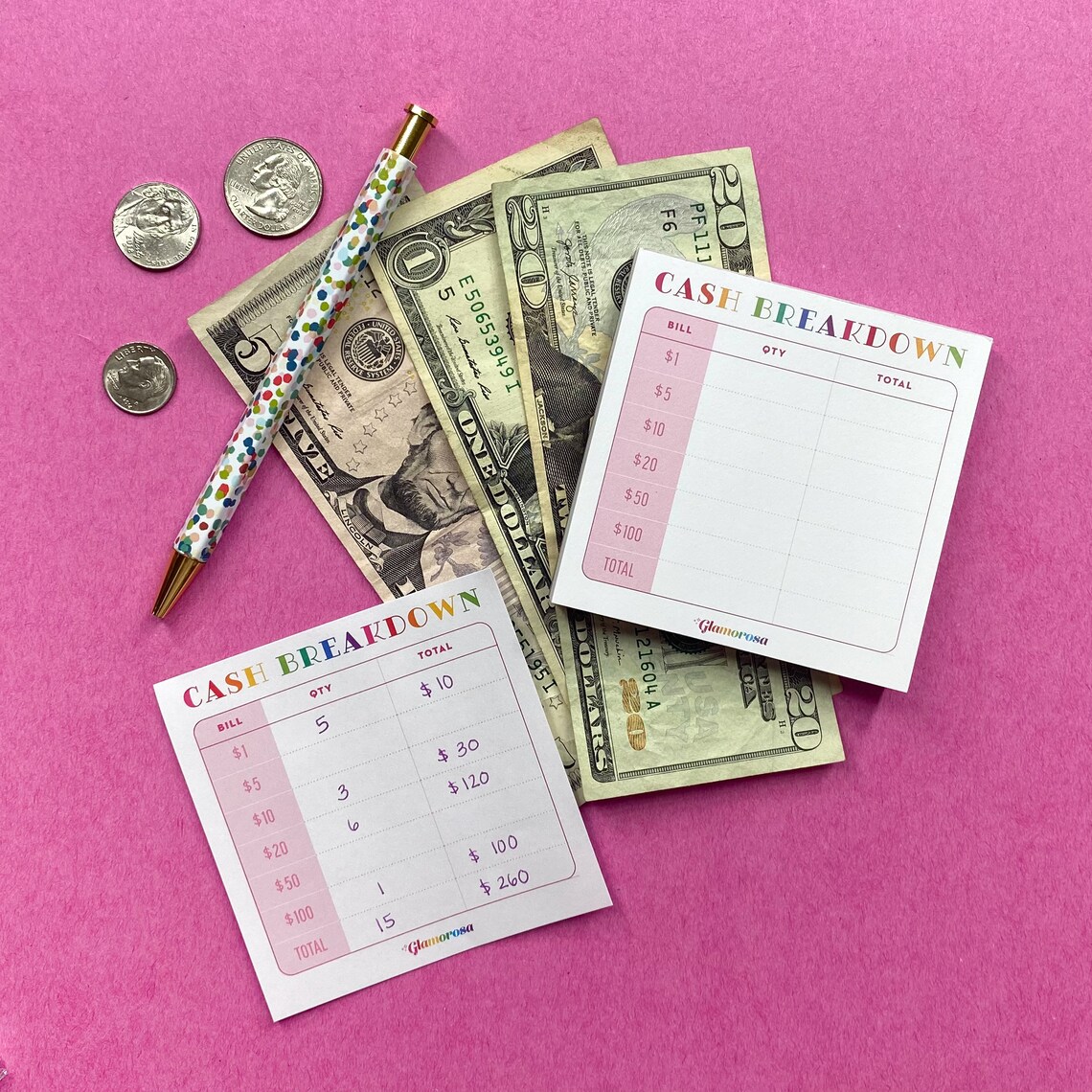 Cash Breakdown Notepad Teller Slips Cash Envelope Bank Slip Etsy