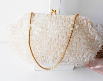 Vintage Gold Mesh Evening Bag Makeup Bag Hand Made Hong Kong Gold Clutch Glamour