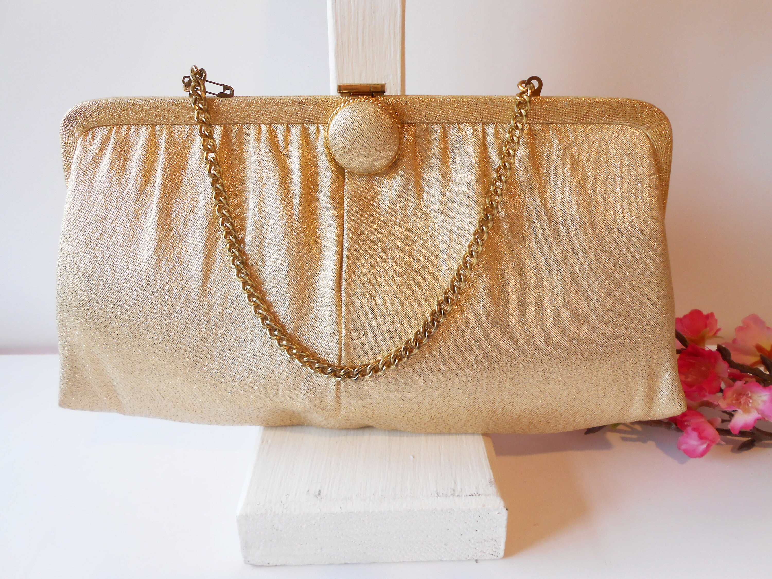 Vintage gold clutch bag hotsell