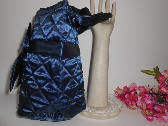 Blue Pouch Handbag, Blue Taffeta Bag, Special Occ… - image 5