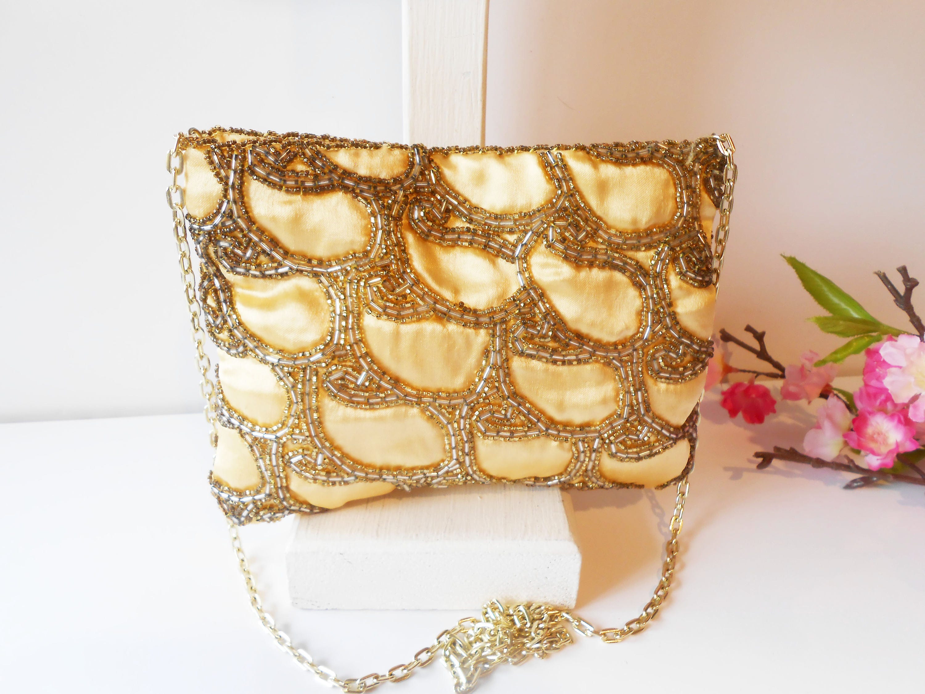 small gold evening bag