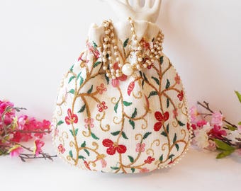 Vintage Evening Bag, Gilded Pouch Bag EB-0217