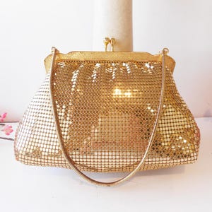 Gold Mesh Evening Bag, Glamorous Gold Handbag, Special Occasion, Wedding Purse  EB-0529
