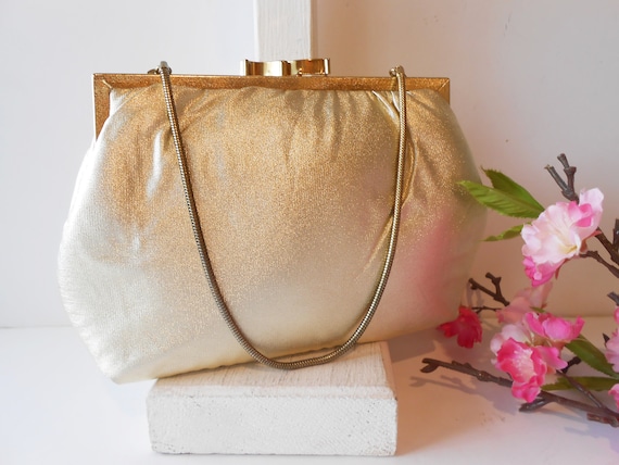 1980's Walborg Gold Evening Bag, Vintage Gold Pur… - image 3