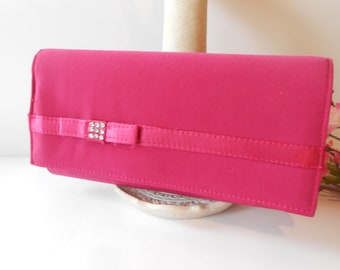 Raspberry Taffeta Clutch Evening Bag, Vintage Raspberry Evening Bag, Glamorous Raspberry Clutch, Special Occasion Bag EB-0623