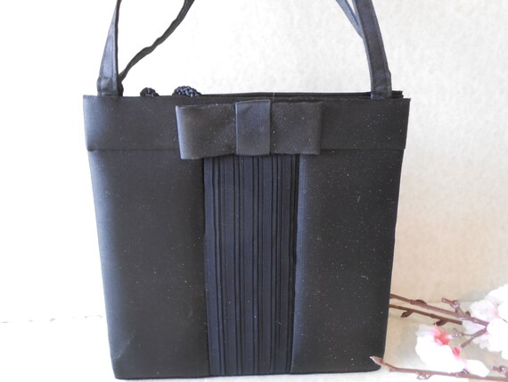 Vintage 1960's Black Evening Bag, Glamorous Black… - image 1