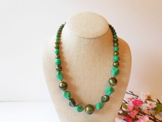 1950s Green Jewelry Set, Necklace Bracelet Set, G… - image 6