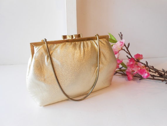 1980's Walborg Gold Evening Bag, Vintage Gold Pur… - image 1