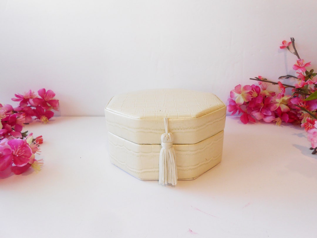 Vintage Travel Jewelry Case White Leather Jewelry Holder Etsy