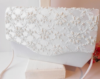 Beaded Lace Evening Clutch Bag, Bridal Purse, Mother of Bride