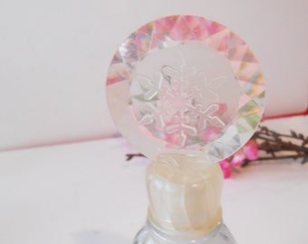 Vintage Avon Glass Perfume Bottle, Clear Plastic Top, 6.5"