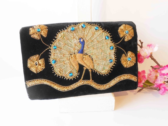 Vintage Black Beaded Clutch Bag, Glamorous Beaded… - image 6