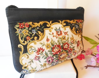 1980's Tapestry Handbag, Vintage Magid Tapestry Evening Bag, Classic Handbag, Tapestry Design  EB-0679