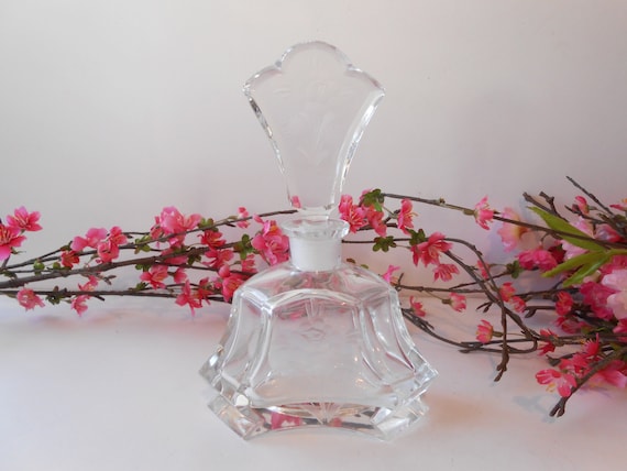 Romantic Perfume Bottle, Glass Scent Bottle, Glam… - image 1