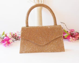 Gold Rhinestone Evening Bag, Diva Handbag EB-0760