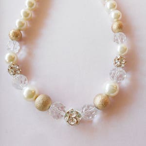 Vintage Pearl Necklace, Pearl and Sparkly Beads, Single Strand, Holiday Necklace, Jewelry Gift for Her