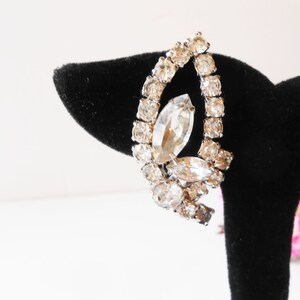 Vintage Rhinestone Earrings, Glamorous Statement Earrings, Clip-On, Jewelry Gift for Her image 7
