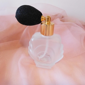 Perfume Bottle with Atomizer, Frosted Glass Scent Bottle, Stunning Vanity Accessory, Gift Her, Gift for Wife, Gift for Mother