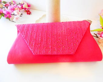 Raspberry Clutch Purse, Rose Evening Bag EB-0782